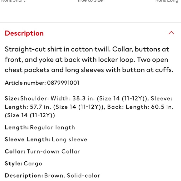 ‼️SALE‼️ H&M kids cotton long sleeve button utility shirt - Picture 5 of 5